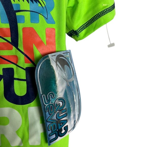 Quad Seven Boy's 4 Swim Shirt Rash Guard Green Swimwear Vacation Swimming - Picture 3 of 6